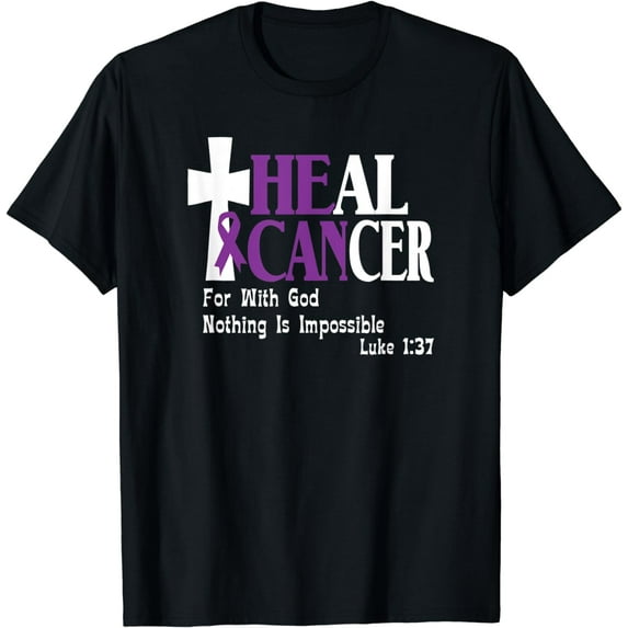 Testicular Cancer Survivor Purple Ribbon He Can Heal Cancer T-Shirt