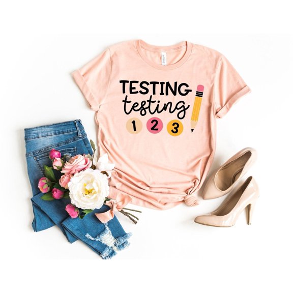 Testing 123 Teacher Shirt Kindergarten Field Trip Tee