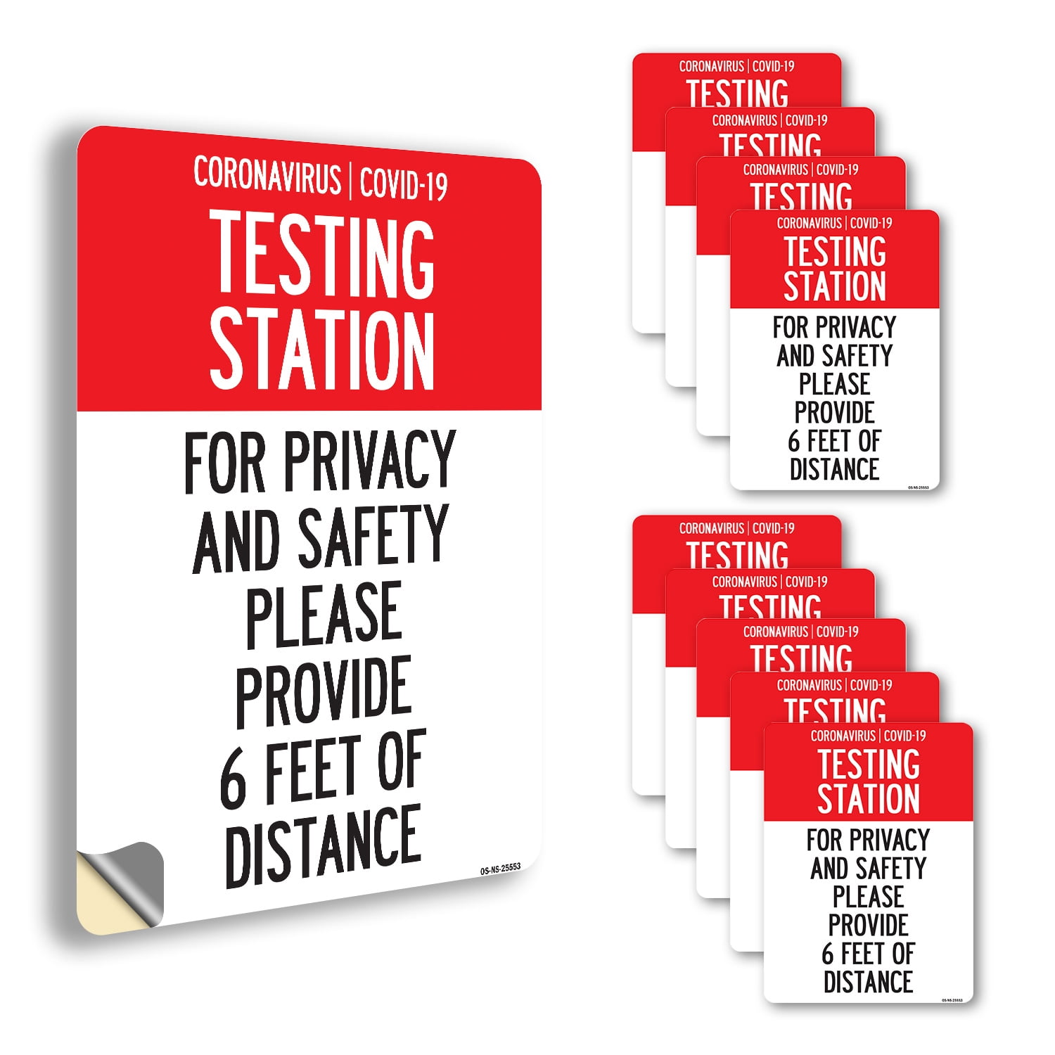 Printable Computer Test Station Sign Testing Station Please Provide 6 Feet Of Distance Public Safety Vinyl ...