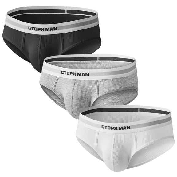 GTOPXMAN Men's Underwear Low Rise Briefs, 3-Pack, BGW, Size XXL