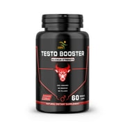 Testo Booster Dietary Supplement - Supports Mens Health & Vitality with Tongkat Ali, Tribulus, Black Ginseng & Fenugreek, Vegetarian, 60 Veggie Capsules