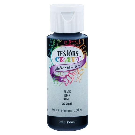Testors 292421A Acrylic Craft Paint, Matte, Black, 2 oz, Bottle