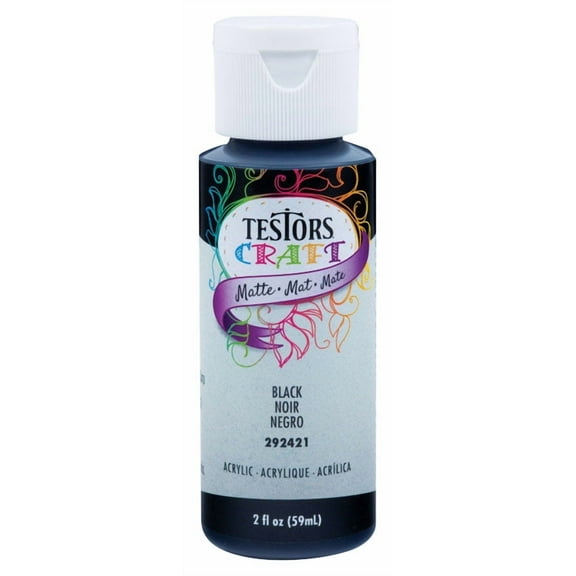 Testors 292421A Acrylic Craft Paint, Matte, Black, 2 oz, Bottle