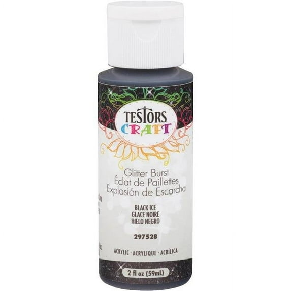 Testor 249339 2 oz Glitter Burst Acrylic Craft Paint, Black