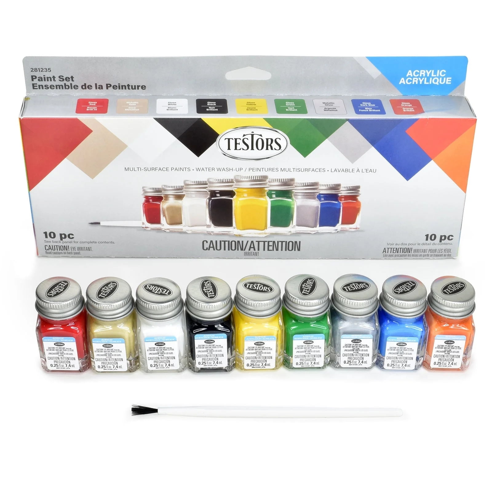 Testor Corp. 9 Piece Acrylic Paint Set For Hobbyists, Non-Toxic, Fast ...