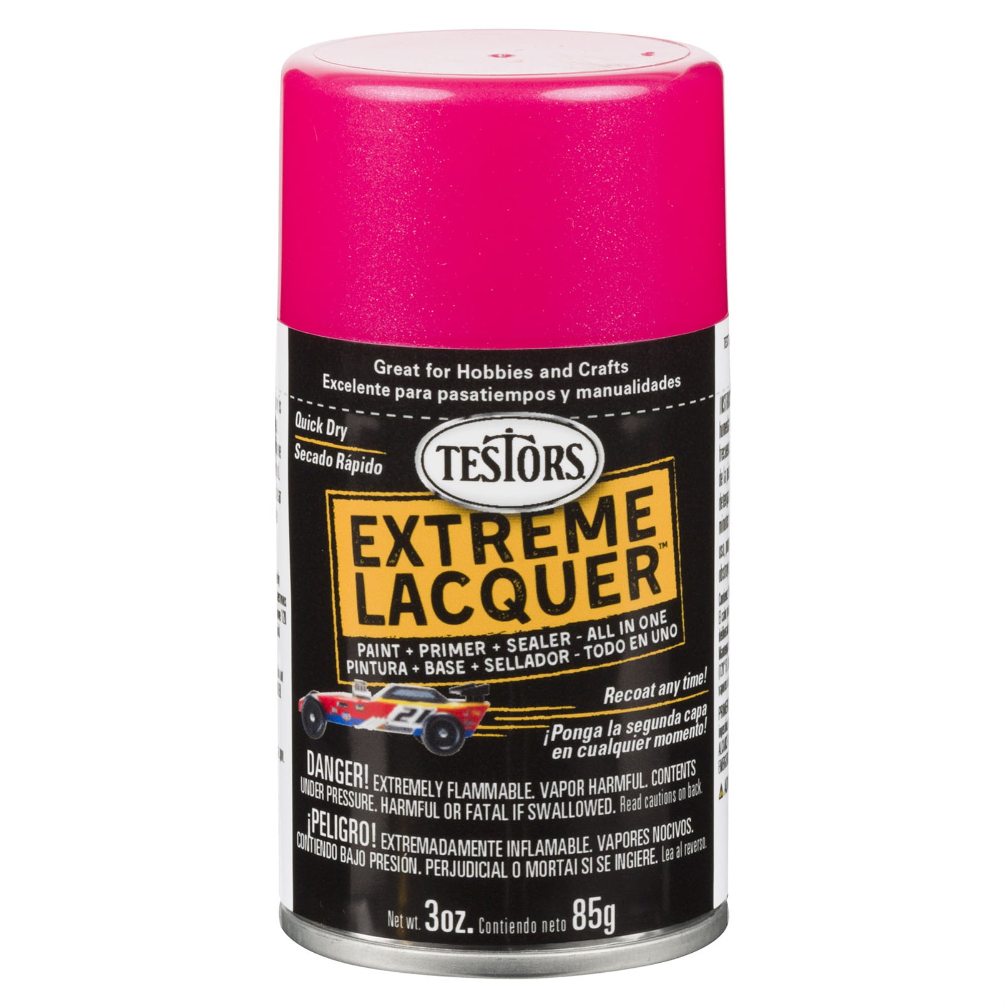 Testors 1841MT One-Coat Lacquer Craft Spray Paint, Electric Pink Gloss,  3-oz. - Quantity 3 