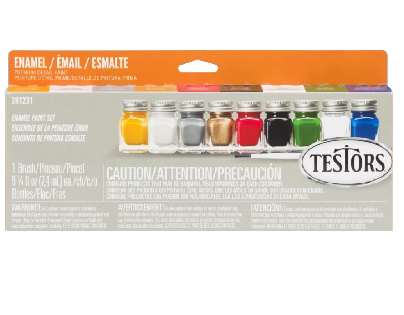 Testors 281231 Primary Colors Acrylic Paint Set, 9 Pc, Each