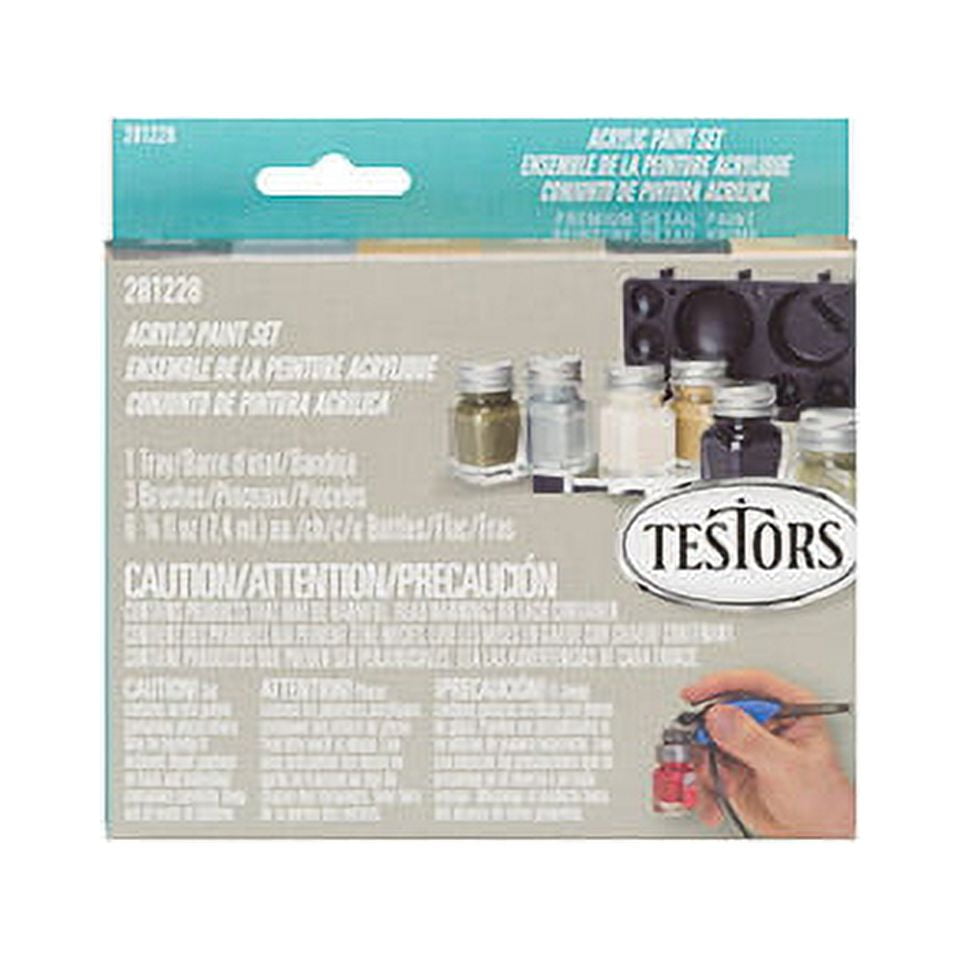 Testors 6-Color Model Paint Set & Brushes, Acrylic Flat Colors, 1