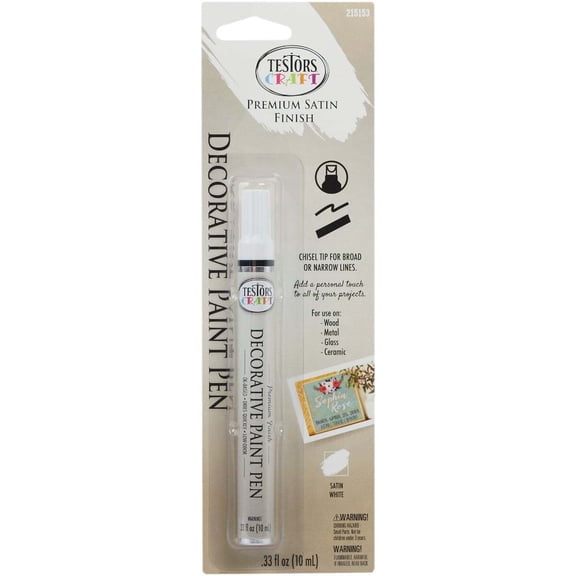 Rust-Oleum Craft Paint Pen Satin White Chisel Tip Permanent Marker - Single Piece