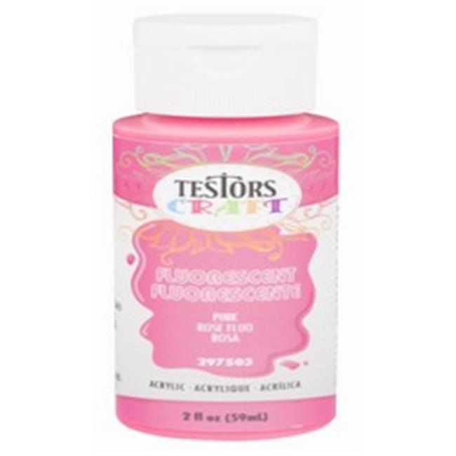 Testors Fluorescent Pink WaterBased Craft Paint Interior 2 oz