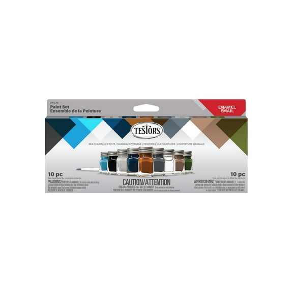 Testors Military Assorted Solvent-Based Paint Set Exterior and Interior 0.25 oz -