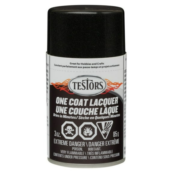 Testors One Coat Lacquer Paint, 3 oz. Spray Can, Blazing Black
