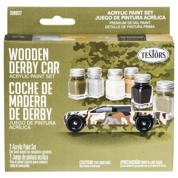 Testors Wooden Derby Car Acrylic Paint Sets - Camouflage Set of 6
