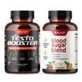Testosterone Booster 90Cap + Blood Sugar Health Blend Supplement Bundle