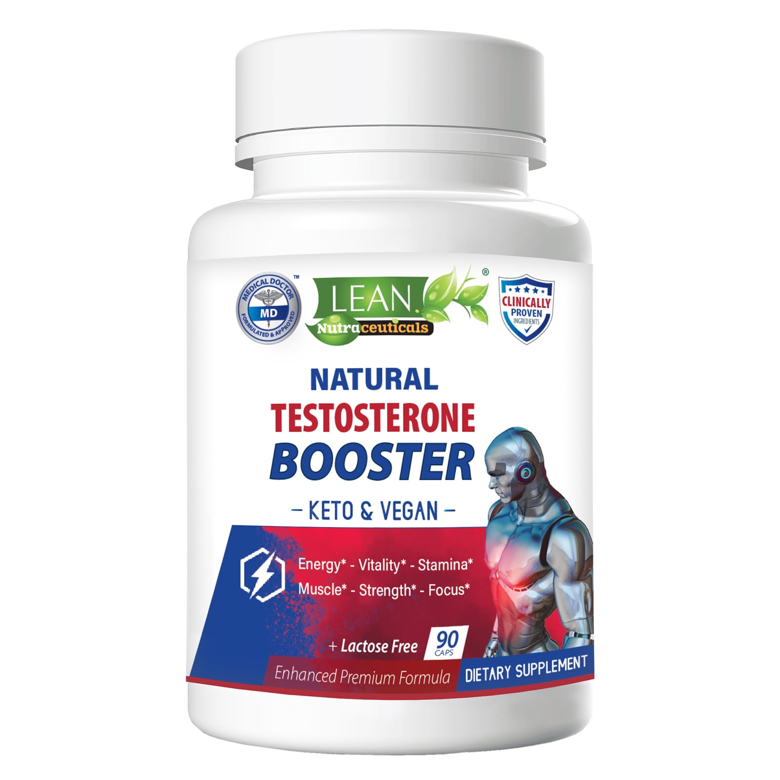 Testosterone Booster for Men, Vegan Male Test Supplement w/ Tongkat Ali Tribulus Terrestris 90 Caps