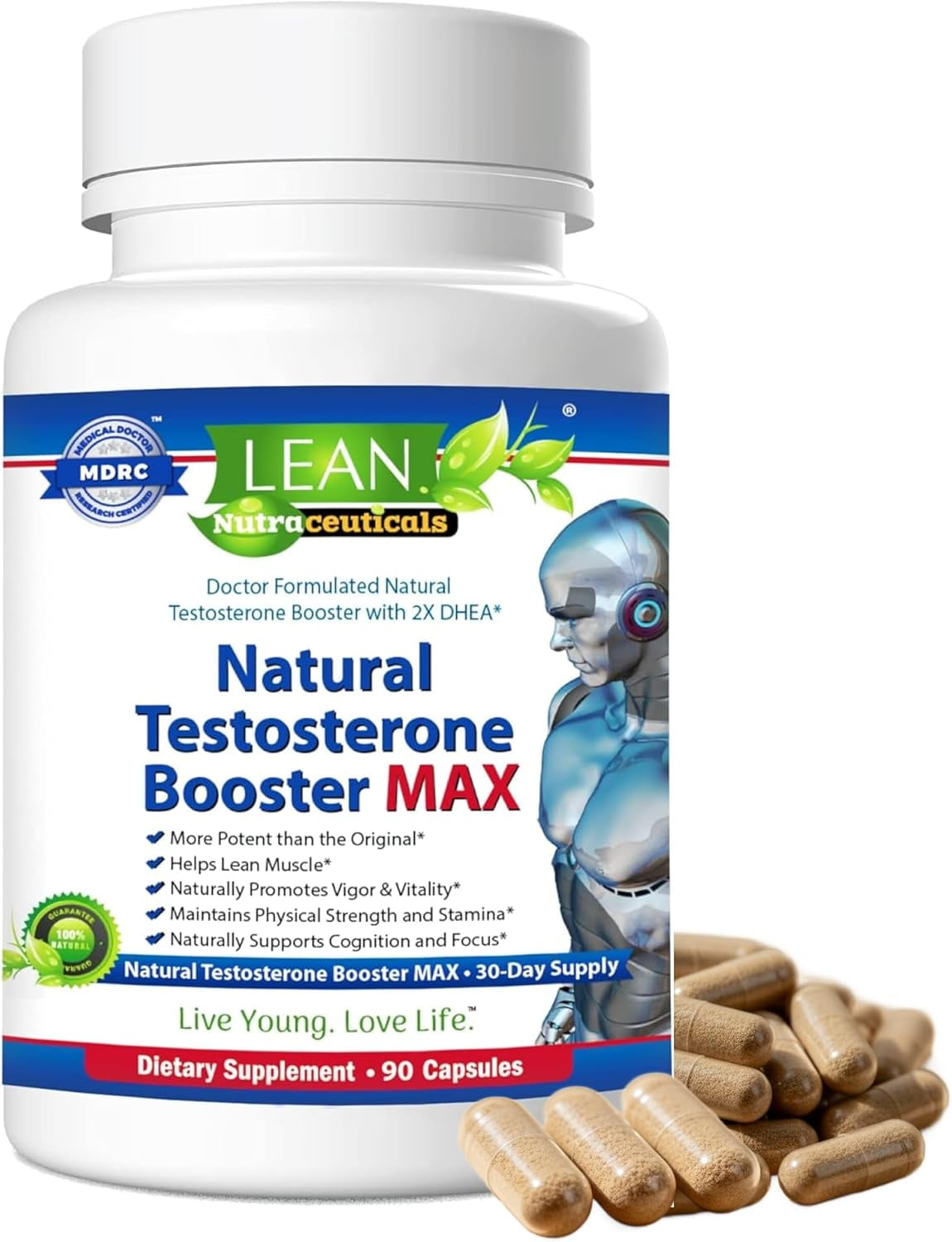 LEAN Nutraceuticals Testosterone Booster Supplement for Men, Advanced Formula, 90 Caps