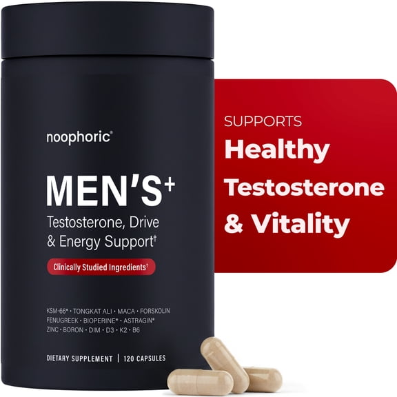 Noophoric Testosterone Booster for Men with KSM-66 Ashwagandha, Tongkat Ali & Boron, 120 Capsules