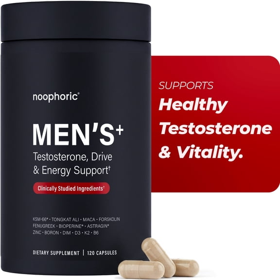 Noophoric Testosterone Booster for Men with KSM-66 Ashwagandha, Tongkat Ali & Boron, 120 Capsules