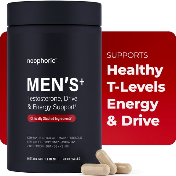 Noophoric Testosterone Booster for Men with KSM-66 Ashwagandha, Tongkat Ali & Boron, 120 Capsules