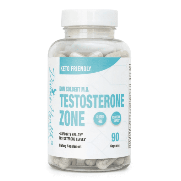 Dr. Colbert, MD Testosterone Zone | by Divine Health | Testofen | Fenugreek Extract | KSM-66 Ashwagandha | Bioperine | Eurycoma Longifolia 200:1 Extract | 90 Capsules