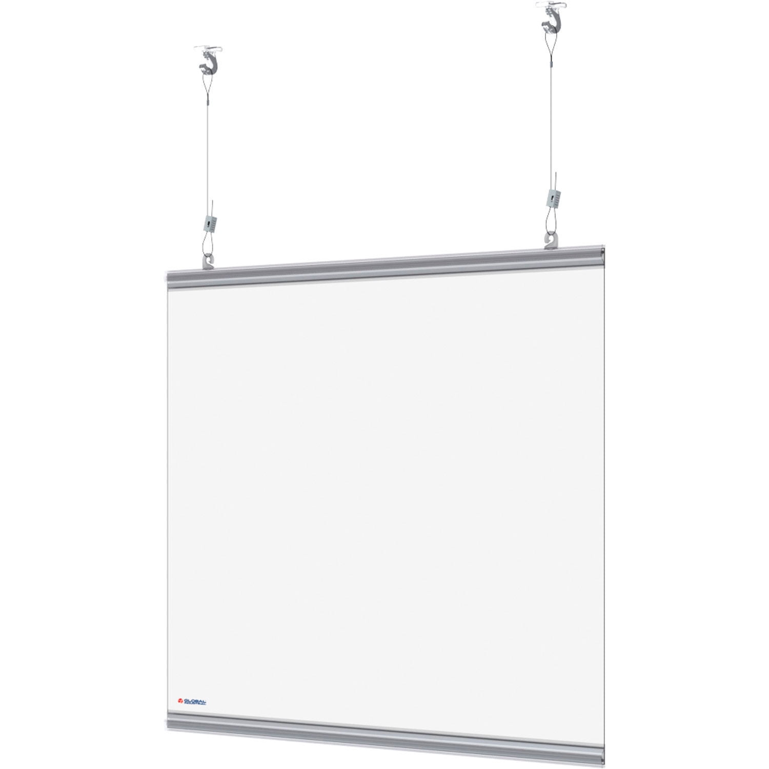 Clear Hanging Cashier Shield with Aluminum Frame, 28" x 22"