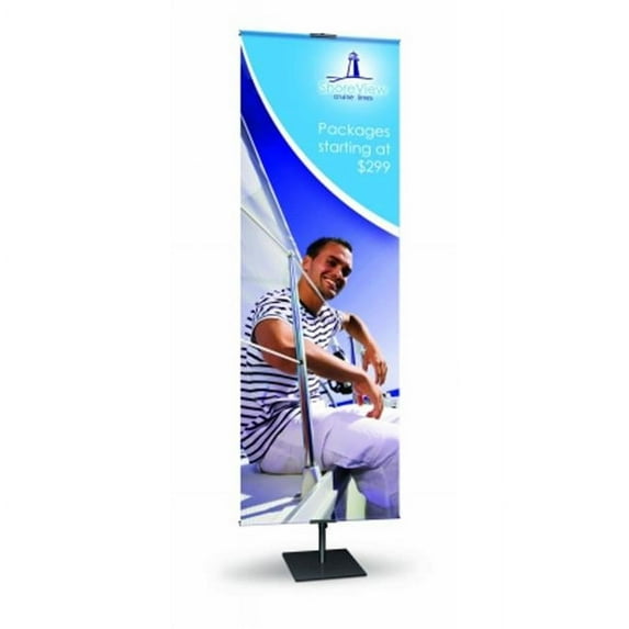 Testrite Visual Products BN2-B Classic Banner Stands 24 in. Classic Banner Stand- Silver