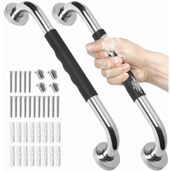 Tesuchan 2 Pack Grab Bars for Bathroom Wall Mount, 16 inch Anti Slip Handicap Grab Bars for Showers