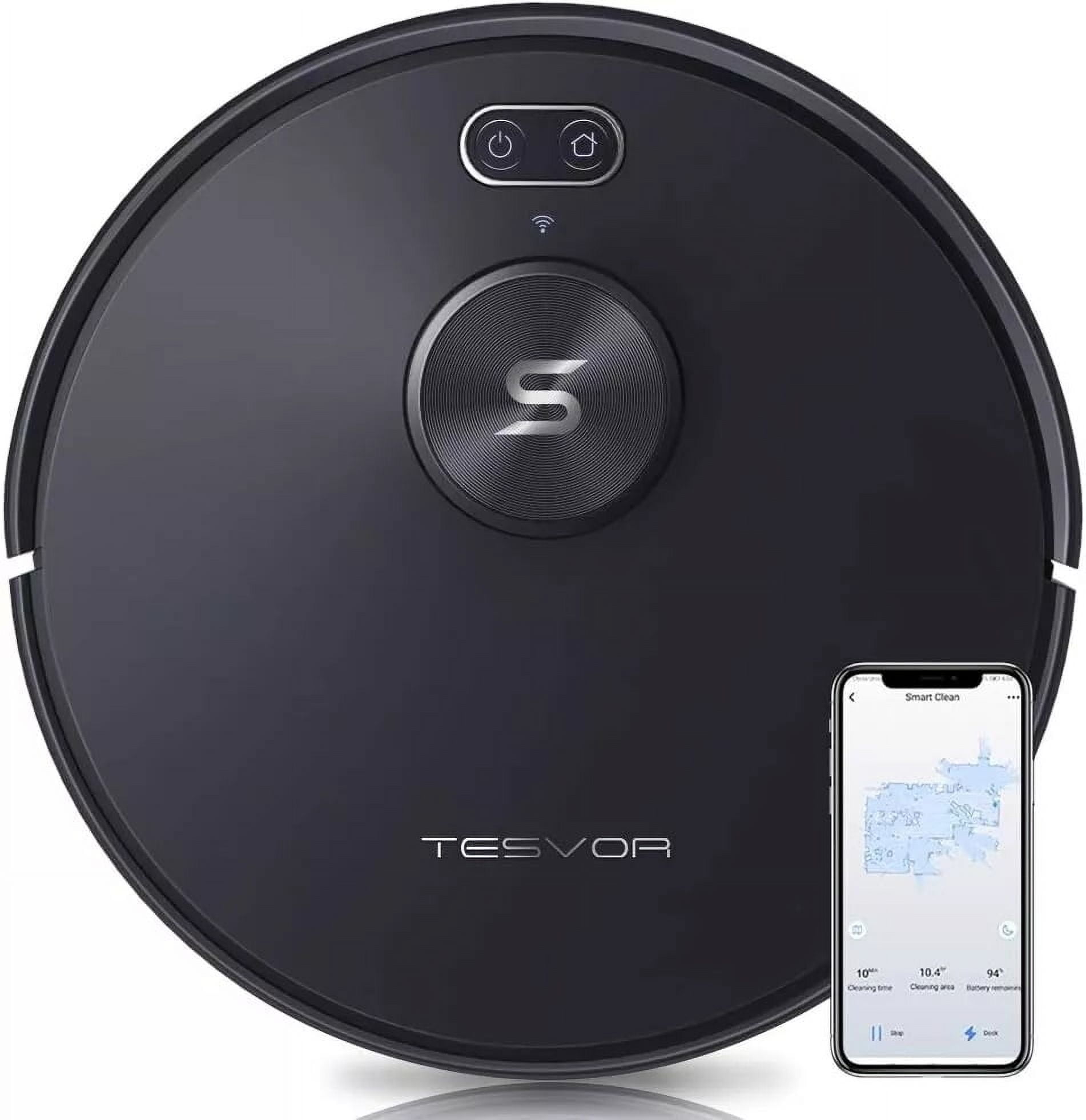Tesvor Robot Vacuum Cleaner, S6 Robotic Vacuum with Lidar Navigation, 2700Pa Powerful Suction, No-go Zone, Wi-Fi, Self-Charging, Ideal for Pet Family, Hard Floors to Medium-Pile Carpets