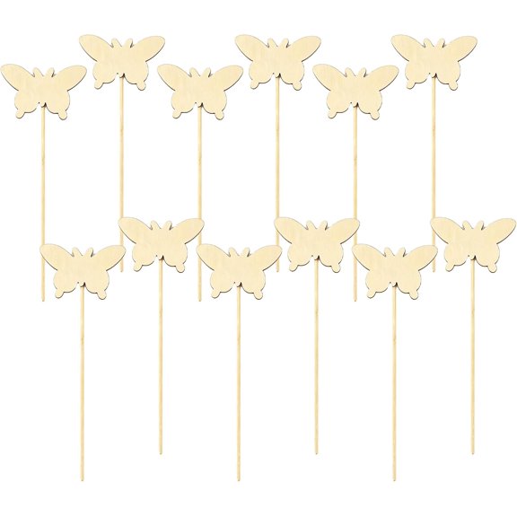 Tesyar 12-Pack Unfinished Wooden Fairy Wands, DIY Blank Craft Wands for Kids Party, Cosplay & Handmade Gifts(Butterfly)