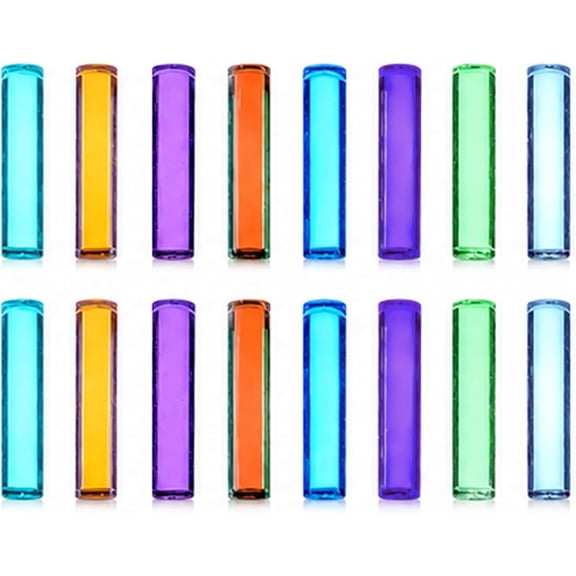 Tesyar 16-Pack Light Activated Glow Glass Tubes, 8 Colors Mini Rare Earth Glow Rods for DIY EDC Accessories, 0.06 x 0.24 Inches