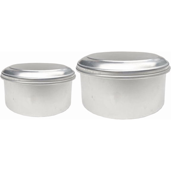 Tesyar 2-Pack Aluminum Flan Molds with Lids, 1.1L & 2L Round Reusable Baking Pans for Flan, Cheesecake & Pudding