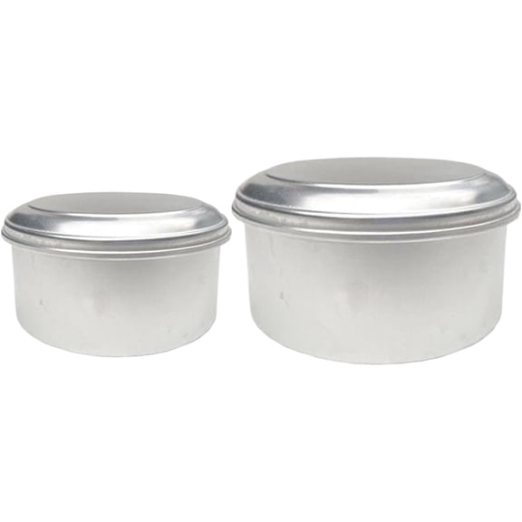 Tesyar 2-Pack Aluminum Flan Molds with Lids, 1.1L & 2L Round Reusable Baking Pans for Flan, Cheesecake & Pudding