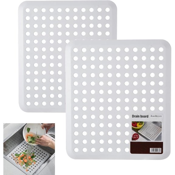 Tesyar 2 Pack Sink Protector Mats, 11.2x12.7 Inch BPA-Free PVC Grid Drain Mat for Kitchen Bathroom Utility Sinks