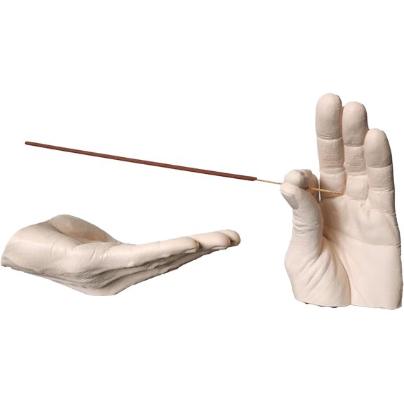 Tesyar 2-Piece Resin Hand Incense Holder Set, Sculptural Stick Holder & Palm Ash Tray, Modern Tabletop Home Decor (Light Yellow)