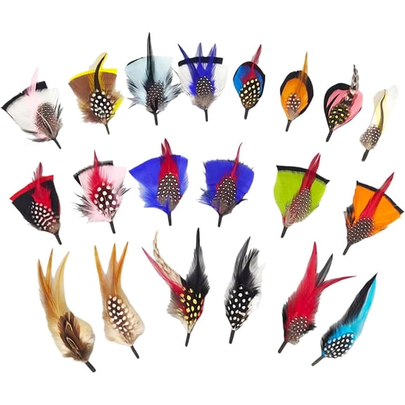 Tesyar 20 Pack Assorted Natural Hat Feathers, Colorful Real Feather Accessories for Cowboy Hats & DIY Crafts