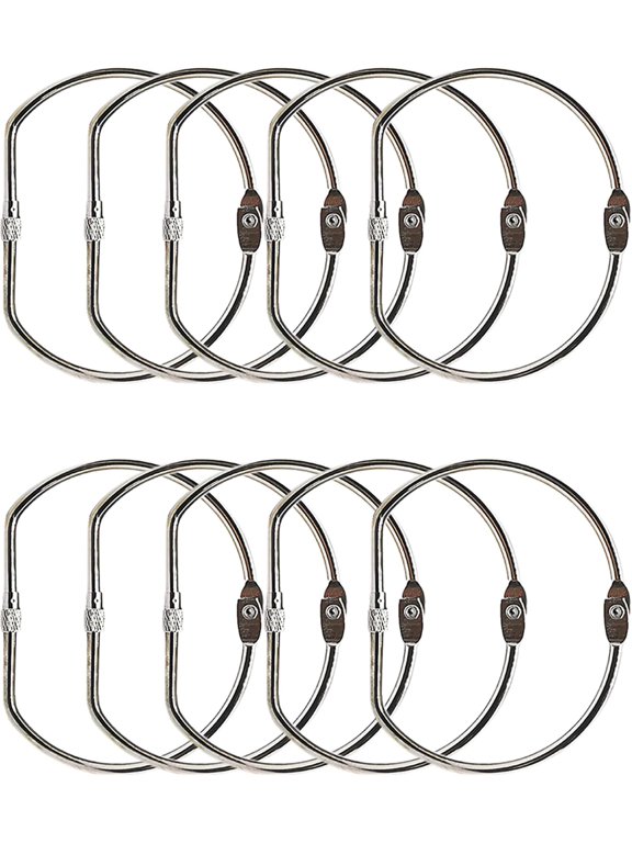 3 Inch Large Metal Binder Rings, D-Shaped Locking Loose Leaf Rings Easy Open Screw Key Rings for Office School Craft, 10 Pack