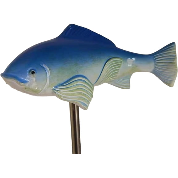 Tesyar 3 Pack Resin Koi Fish Garden Statues, Outdoor Yard Pond Decor Sculptures with Metal Stakes (Dark Blue)