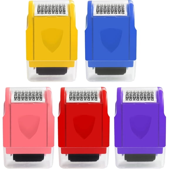 Tesyar 5-Pack Identity Theft Protection Roller Stamps, Wide Privacy Confidential Stamps for Address & ID Redaction, Home Office Use