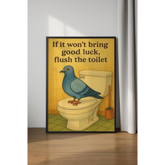 Tet Poster, , Pigeon Bathroom Poster, Animal Tet Art, Trendy Poster, Animal Poster, Unframed Canvas Size 12x18