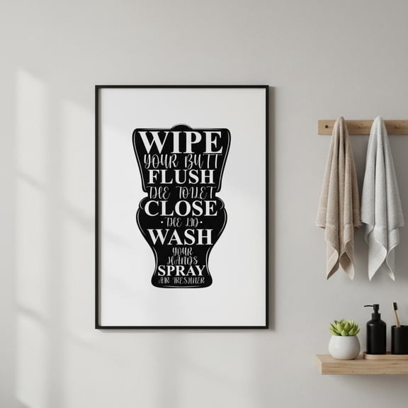 Tet Rules Print: Bathroom Wall Decor, Unframed Canvas Size 8x12