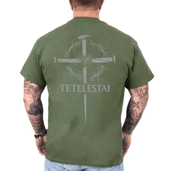 Tetelestai It Is Finished Christian T-Shirt for Men, Faith Graphic Tee, Christian Gift for Him