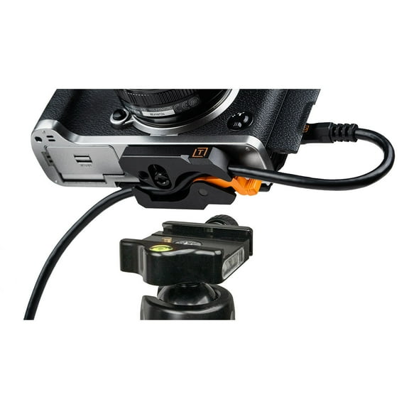 Tether Tools LeverLock Plate and TetherPro Optima 10G 31' USB-C Straight to USB-C Straight Cable, Black