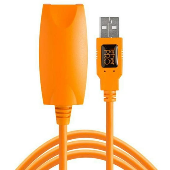 Tether Tools Pro 16' USB 2.0 Active Extension Cable, High-Visibility, Orange