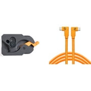 Tether Tools TetherGuard LeverLock Plate and TetherPro 15 USB-C Dual Right Angle Cable, High-Visibility Orange