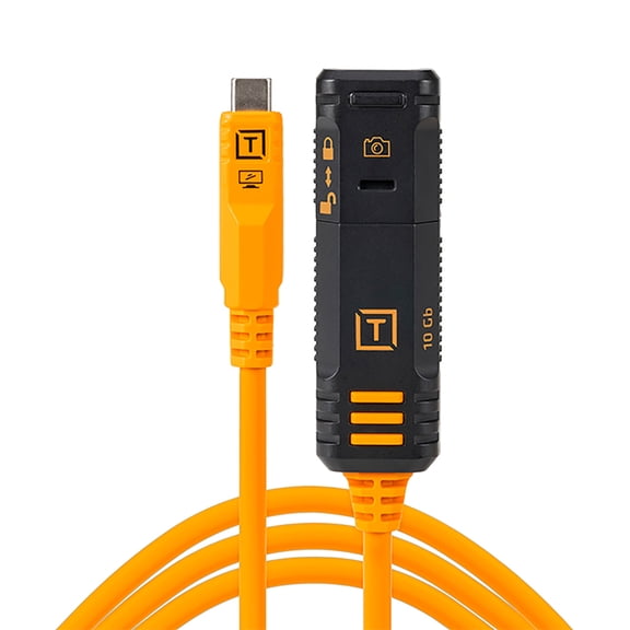Tether Tools TetherPro Optima 10G USB-C TetherBoost Locking Extension Cable, 16 (4.8m), High Visibility Orange