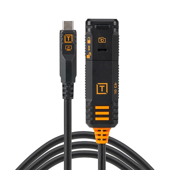 Tether Tools TetherPro Optima 10G USB-C TetherBoost Locking Extension Cable, 16 (4.8m), Non-Reflective Black