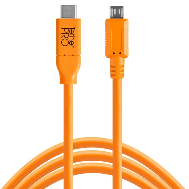 Tether Tools TetherPro USB-C to 2.0 Micro-B 5-Pin Cable, 15', Orange ...
