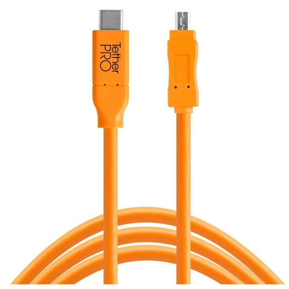Tether Tools TetherPro USB-C to 2.0 Mini-B 8-Pin Cable, 15', Orange