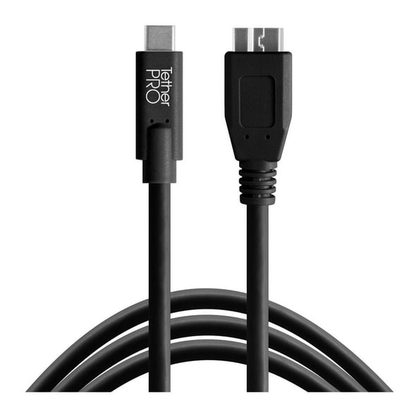 Tether Tools TetherPro USB-C to 3.0 Micro-B Cable, 15', Black