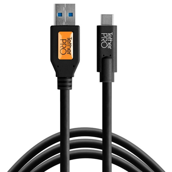 Tether Tools TetherPro USB 3.0 to USB-C Cable (15-Feet, Black)